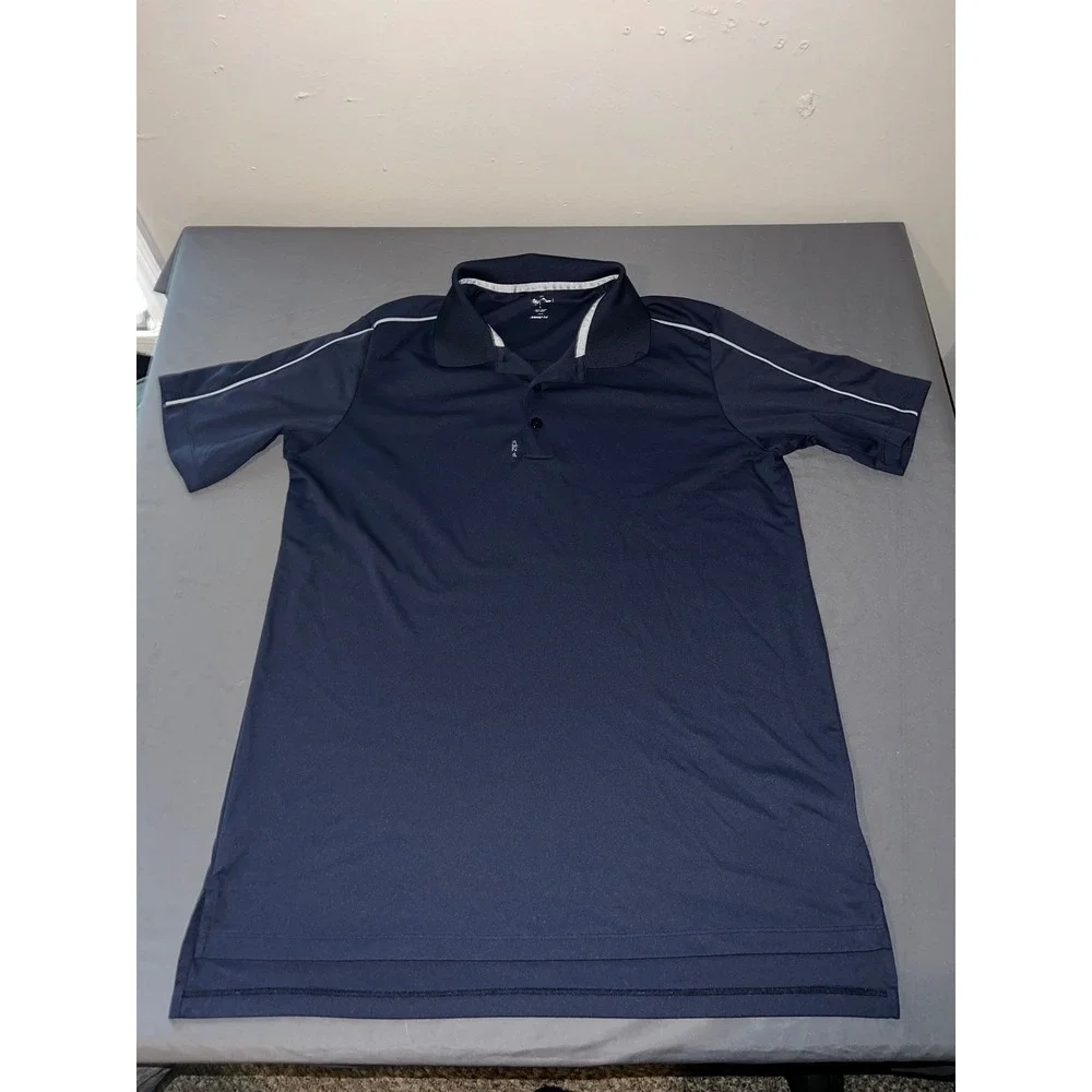Adidas Polo Shirt Mens Large Navy Blue Good Adizero Golf Performance 3-Stripe
